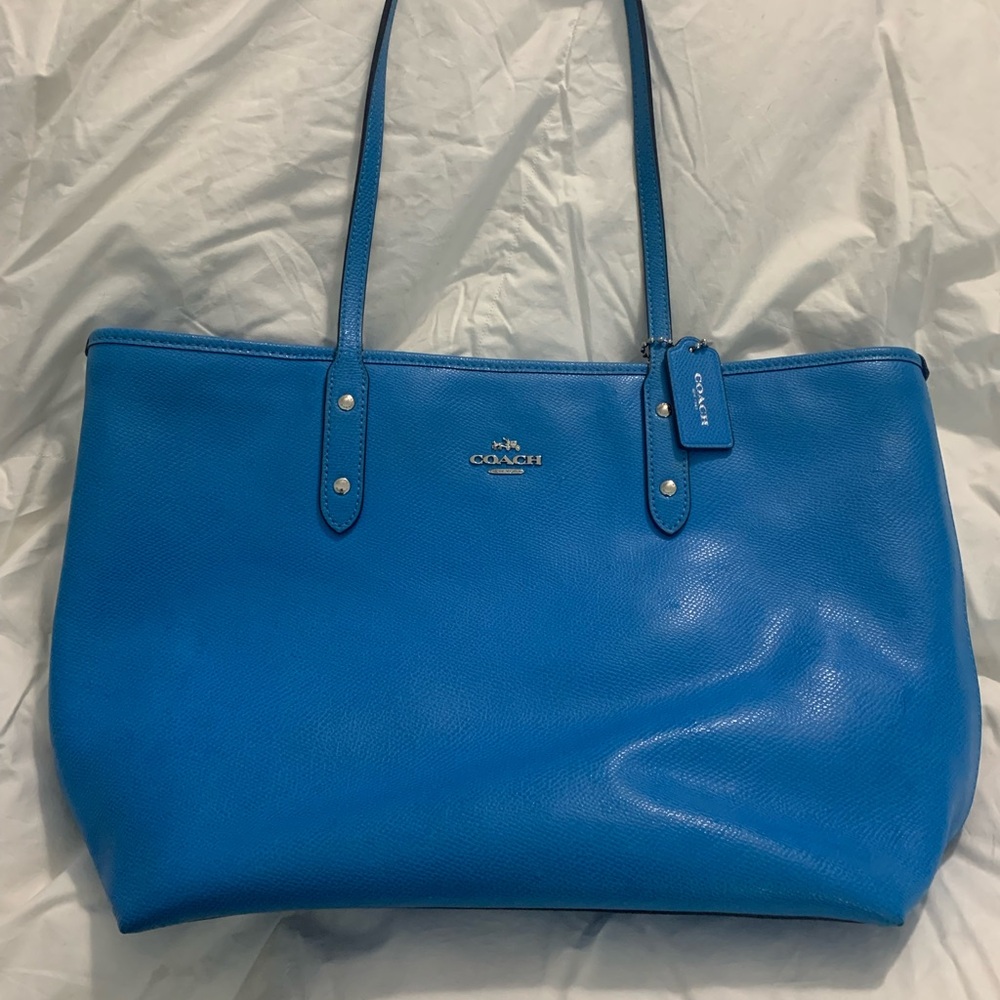 Coach Blue Leather City Tote Bag